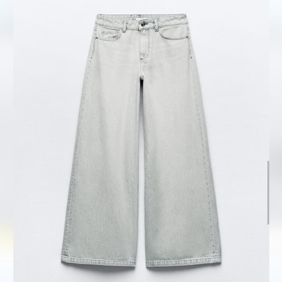 ZARA mid rise palazzo wide jeans grey - Picture 12 of 16